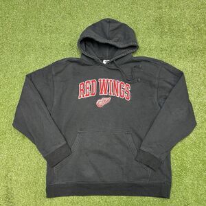 Vintage NHL Mens XL Distressed Spell Out Detroit Red Wings Hockey Hoodie